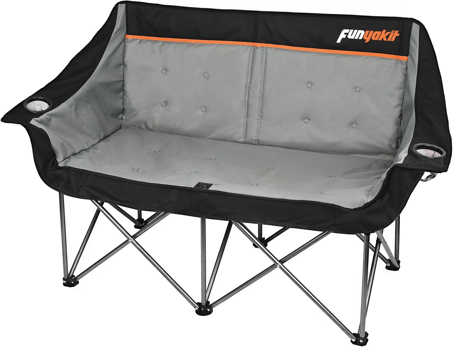 2 Person Camping Chair, Heavy Duty 650LBS Padded Loveseat for Couples & Pets, Foldable Double Camp Chair with Reinforced Storage Bag, Ideal for Outdoor Festivals, Beach, & Car Camping