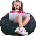 Bean Bag Chair, with Faux Rabbit Fur Cover for Teens and Kids, with Filling Memory Foam Bean Bag Chairs, Soft Faux Fur Fabric, 2.5 feet Round Fluffy Bean Bag Sofa Essential for Reading Games