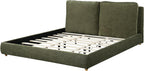 Merax King Linen Blend Platform Bed with 2 Headboard Pillows, Olive Green