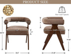 CIMOTA Barrel Wooden Dining Chairs with Arms Set of 2, Farmhouse Fabric Upholstered Kitchen Chairs with Walnut Wood Legs Contemporary Armchairs Accent Side Chairs for Dining Living Room,Chenille Khaki