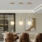 Modern Hanging Light Fixture Pendant Lighting for Kitchen Island Mid Century Gold Pendant Lights with Globe Milky White Glass Pendant Light for Bedroom Bathroom Entryway (2 Pack)