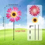 3PCS Sunflower Pinwheels Outdoor Wind Spinners, Colorful Flower Windmill Decorative Pinwheel for Garden, Yard, Party Outdoor Decor(Green, Blue, Pink)