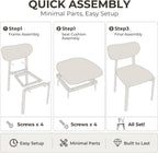 Dining Chairs, Modern Upholstered Fabric Kitchen Chairs | Textured Fabric, Curved Back, Upholstered Seat, Metal Frame, Dining Room, Kitchen, Breakfast Nook, Restaurant, White