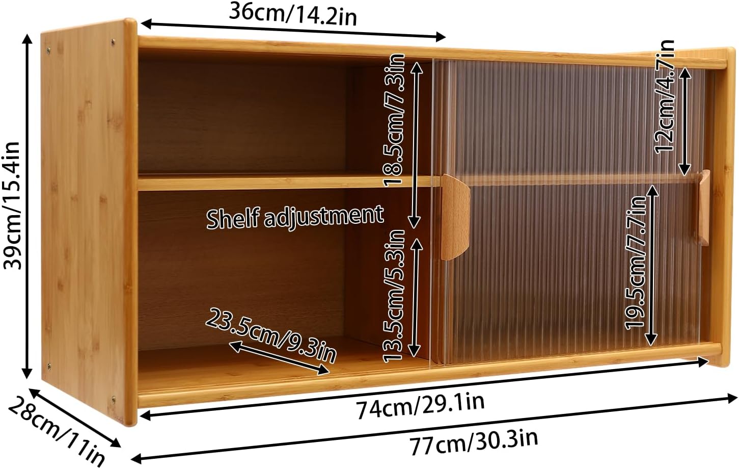 Wall Pantry Cabinet with Adjustable Shelf, Wall Mounted Kitchen Sideboard with Sliding Doors Tabletop Cupboard Pantry Cabinet for Plates Bowls Spices Cups