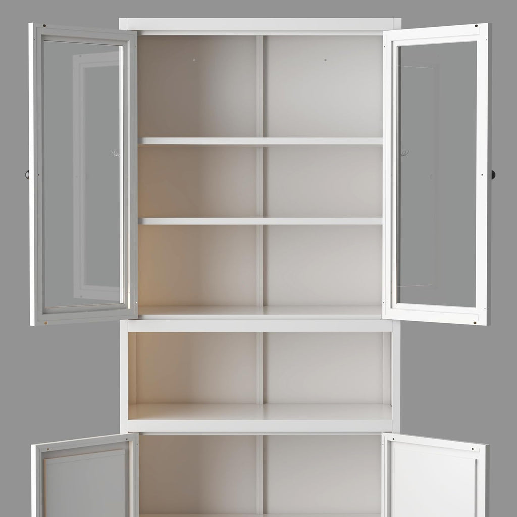 Havemies Modern White Metal Pantry Cabinet - 72" Freestanding Multifunctional Storage for Decluttering Kitchen, Pantry, Bathroom & Laundry Room