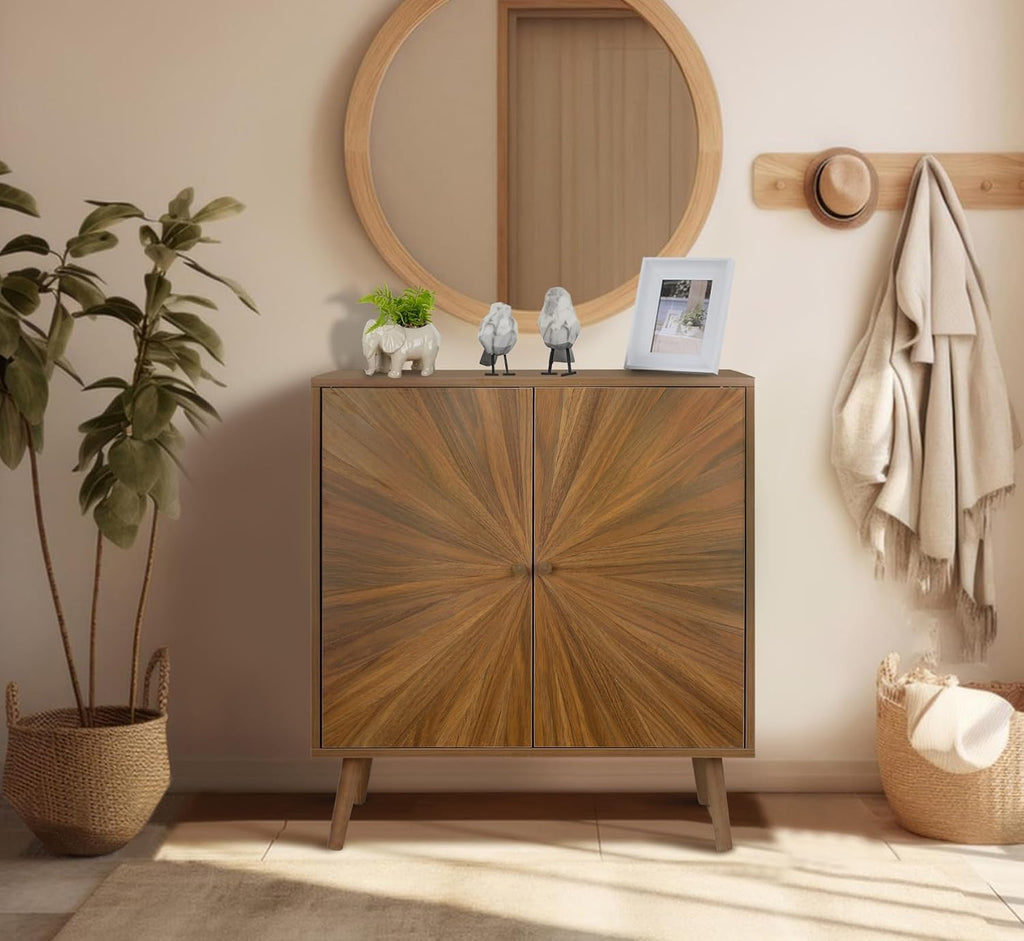ZYBT Modern Sideboard Buffet Cabinet with Crafted Door, Mid Century Accent Storage Console Table, Farmhouse Cupboard Wood Bar Cabinet for Living Room Kitchen Office Dining Room Entryway
