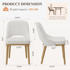MALOL Wooden Dining Chairs Set of 2, Modern Fabric Upholstered Dining Room Chair, Kitchen Side Chairs, Farmhouse Armless Dinner Chair with Open Back for Kitchen, Beige