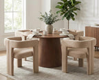 CIMOTA Modern Barrel Dining Chairs Set of 4, Velvet Fabric Upholstered Accent Chairs with Arms/Wood Legs/Open Back, Designer Kitchen Chairs for Living/Reception/Dining Room, Khaki