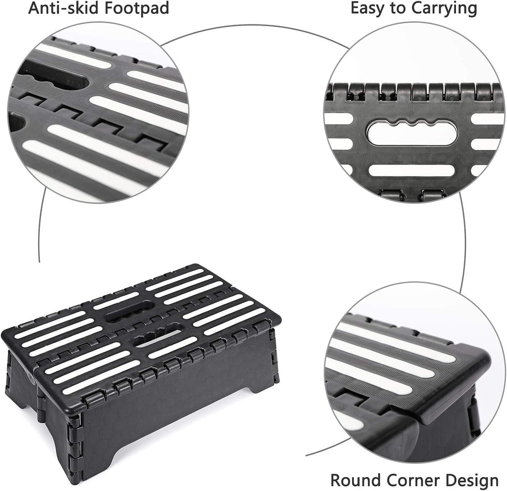 5 Inch Folding Step Stool with Non-Slip Mat. Made of Incombustible Plastic, Can Withstand Over 250 Pounds. Collapsible Step Suitable for Kitchen, Bathroom, Bedroom, Camping, Travel ect