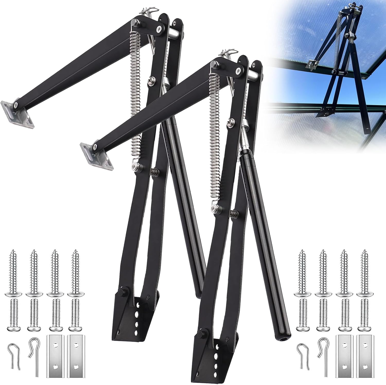 2X Auto Vent Opener Solar Automatic Window Opener for Greenhouse Heat Sensitive Roof Vent Opener Auto Vent Kit Gardening Tools Greenhouse Accessories Hothouse Roof Vent Kit (Dual Spring Up to 30lbs)