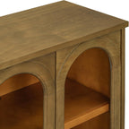 SOFTSEA Farmhouse 58" Sideboard with Adjustable Shelves, Glass Arch Buffet Cabinet for Kitchen and Living Room, Old Pine