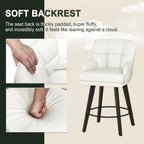 SAECKBERG 360°Swivel Counter Height Bar Stools with Back, 26 inch Solid Wood Legs, Bar Stool Modern Kitchen Island Chairs, Faux Leather (Beige- Faux Leather, 26" H- Set of 2)