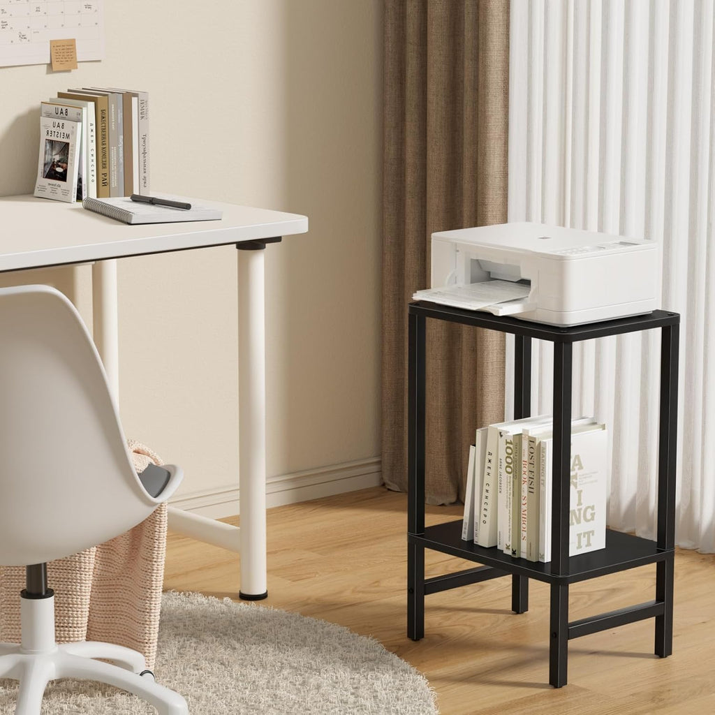 YUFAM Side Table End Table Tall Night Stand 2-Tier for Living Room Bedroom Bathroom Office Furniture Black