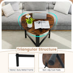 Giantex Triangle End Table, Wood Side Table with Metal Legs, Sofa Couch Accent Tables, Small Coffee Table for Small Space Living Room, Nightstand for Bedroom, Rustic Brown & Black