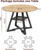 Jocoevol Round Dining Table,Kitchen Dining Room Circle Dinner Pedestal Table,Space Saving Wood Kitchen & Dining Room Furniture (Natual Wood, 42In)