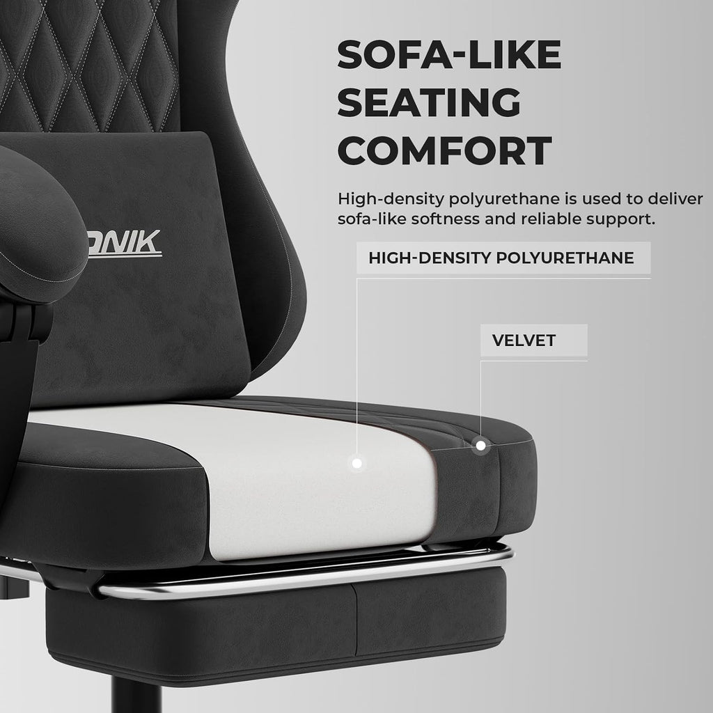 Ergonomic Gaming Chair Video Gamer Chairs Gaming Computer Chairs Gamer Chairs for Adults Massage Lumbar Support Swivel Height Adjustable Headrest Backrest Black