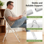 Folding Table and Chairs, 6ft Folding Table with Adjustable Height& PU Leather Padded Folding Chairs 6 Pack, Portable Table and Chairs Set for Indoor&Outdoor Use(White Table& White Chair)