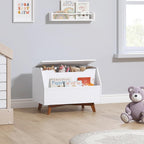 UTEX Kids Toy Box, Toy Chest with Bookshelf, Kids Storage Organizer Bench | Wooden Toy Trunk With Lit, Gently Tapered Solid Wood Legs, Boys and Girls, Toy Room, Small Room, Playroom, Gift, White
