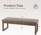 Zihanhome 52.7" Bedroom Bench for End of Bed, Modern Upholstered Teddy Fabric Entryway Bench & Dining Bench, Footrest Stool Bench with Solid Wood Frame for Bedroom, Living Room (Dark Brown)