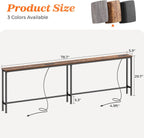 SUPERJARE 79 Inch Sofa Table with 2 Power Outlets and USB-C Ports, 5.9 Inch Narrow Console Table with Storage, Long Entryway Hallway Couch Table Behind Sofa, Small Spaces, Rustic Brown AST001Z