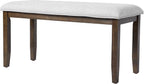 38-inch Small Upholstered Dining Bench, Vintage Wooden Bench Indoor, Entry Way Bench with Cushion, Farmhouse Rectangular Ottoman for Kitchen Bedroom End of Bed and Hallway (Beige+Brown)