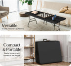 8FT Heavy Duty Folding Table,Fold-in-Half Portable Plastic Utility Table with Carry Handle&Locking Legs,Indoor Outdoor Table for Party,Tailgate,BBQ,Camping,Events,Backyard Dining–Black
