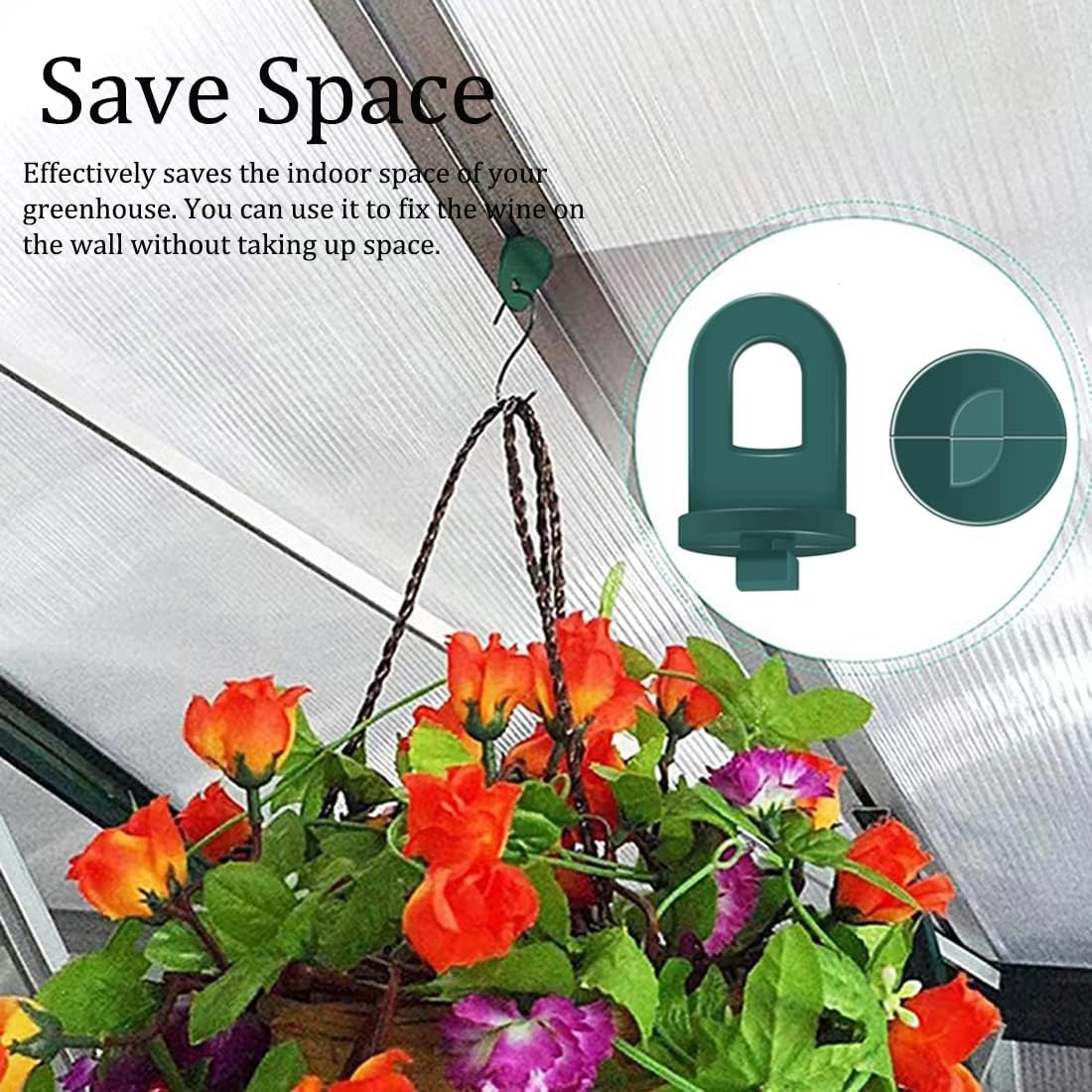 ELANE 30 Pcs Greenhouse Hooks and Twist Clips, Plastic Fixing Clips for Outdoor Garden Hanging Plants. (Green)