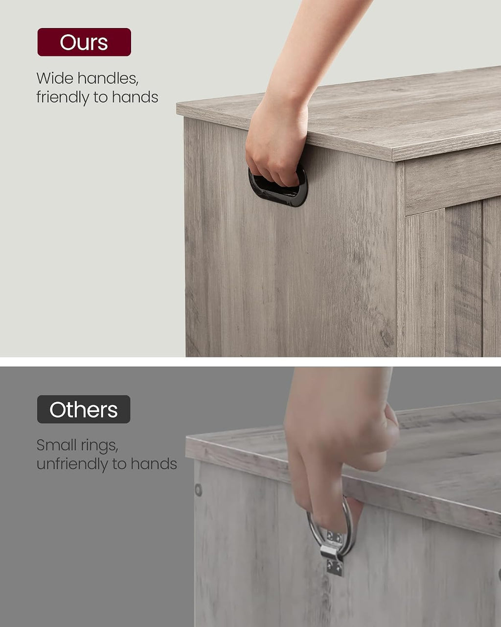 VASAGLE Storage Chest, 29.9 Inches Width Bench with 2 Safety Hinges | Shoe Bench, Farmhouse Style, for Entryway, Bedroom, Living Room, Heather Greige, SOFIE Collection ULHS011K01