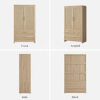 SICOTAS 71 inch Rattan Wardrobe Closet : Armoire Wardrobe with Drawers
