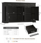 HOSTACK 60" W Sideboard Buffet Cabinet with Storage, Kitchen Cabinet, Black