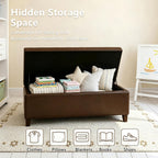 Joveco 51 Inch Storage Bench,Leather Tufted Storage Ottoman with Legs | Safety Hinges,Wooden Legs,Upholstered,End of Bed,Bedroom,Living Room,Entryway,330LBS,Brown