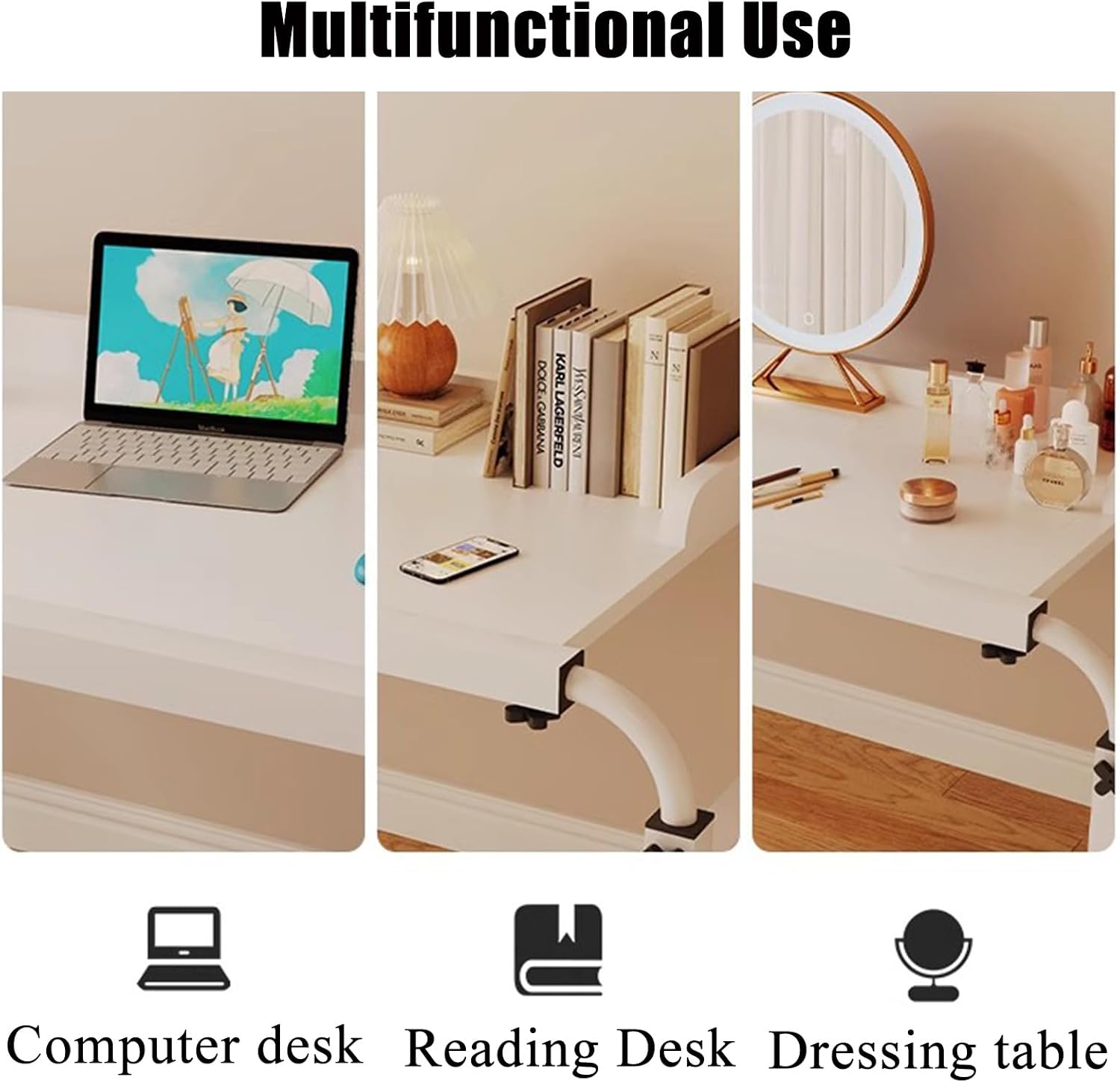 Adjustable Overbed Table - Height Length Adjustable Medical Overbed Table,Queen Size Over Bed Desk with 360° Wheels,Rolling Desk for Full/Queen/King Bed,350lbs Weight Capacity,N