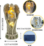 Angel Statue for Garden, Solar Angel for Cemetery Decorations, Unique Funeral Memorial Gifts, Praying Angel Cross Memorial Statue