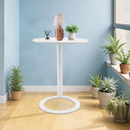 C-Shaped Round End Table for Couch, Mental Side Table Sofa Tables Slide Under Couch for with O-Shaped Base for Small Space, White