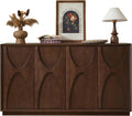 59" Sideboard Buffet Cabinet with Storage, Mid-Century Modern Sculpted Door Design Buffet Sideboard Accent Credenza with Adjustable Shelves for Living Room Kitchen Hallway (Walnut)