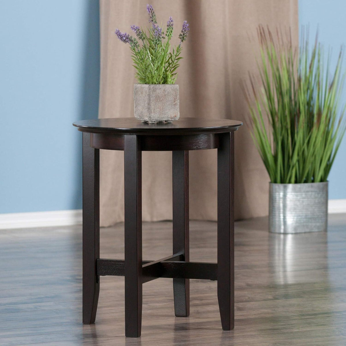 HomeStock Boldly Bohemian End Table - Artistic Design with Rich Espresso Finish, Perfect Accent Piece for Eclectic or Contemporary Interiors