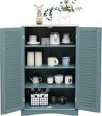 Farmhouse Sideboard Cabinet - Versatile Storage for Kitchen, Buffet Living Room, Hallway, Shoe & Bathroom - 22" W x 11.75" D x 36.75" H, Teal