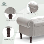 Apicizon 51” Bench with Storage, Upholstered Tufted Button Bedroom Bench with Storage, Linen Ottoman Bench for Bedroom, Living Room, Entryway, Light Gray