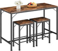 Homeiju Bar Table and Chairs Set, Dining Table with 2 Stools | Space-Saving Pub Table and Chairs, Perfect for Kitchen, Breakfast Nook, Living Room & Small Spaces (Rustic Brown)