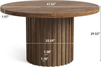 Tribesigns 47-Inch Round Dining Table for 4-6, Farmhouse Wood Kitchen Table with Striped Pedestal Base, Circle Wooden Dining Room Furniture for Kitchen Living Room, Dark Brown