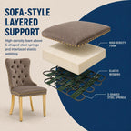 Upholstered Dining Chairs Set of 6, Velvet Wingback Chair with Ring Pull | Kitchen Chairs, Dining Room Chairs, Modern Dining Chair, Dinning Seat, Sillas de Comedor, Taupe Velvet, Gold Tube Legs