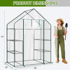 Outvita Walk-in Greenhouse, Outdoor Durable PVC Plant Green House for Frost Protection with 3 Tiers 4 Shelves, Shelf Clips, Roll-up Zipper Door, 56"x29"x77" Transparent