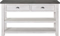 Martin Svensson Home Monterey Solid Wood Sofa Console Table, White & Grey | Farmhouse Style, Pine Wood, Two Drawers, Two Open Shelves for Storage