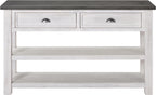 Martin Svensson Home Monterey Solid Wood Sofa Console Table, White & Grey | Farmhouse Style, Pine Wood, Two Drawers, Two Open Shelves for Storage