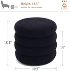 19.5 Inch Round Storage Ottoman, Modern Sherpa Ottoman Coffee Table with Removable Top, Black Vanity Stool with Storage for Bedroom, Living Room, Dorm, Set of 2