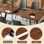 Zerifevni 70.87" Large Extendable Dining Kitchen Table with 6 Chairs | Compact Table with Removable Leaf, Modern MDF Wood Grain Table for Small Space Apartment, Easy Assembly