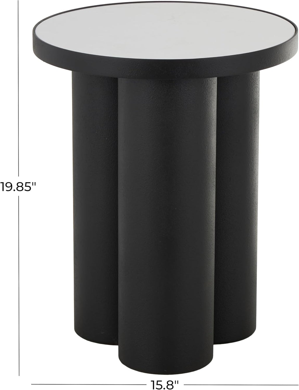 Deco 79 Metal Side End Accent Table End Table with White Marble Tabletop, Side Table 16" x 16" x 20", Black