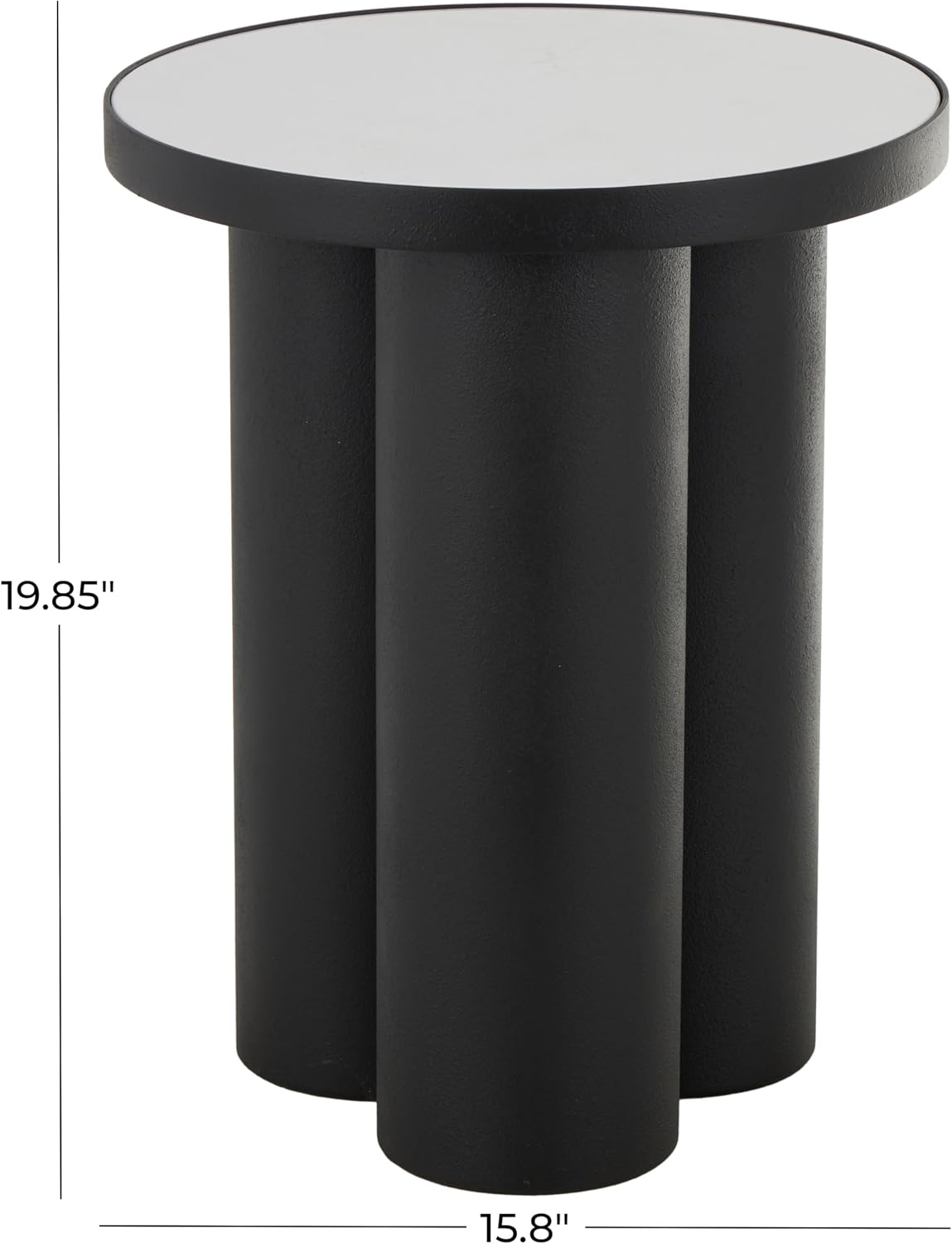 Deco 79 Metal Side End Accent Table End Table with White Marble Tabletop, Side Table 16" x 16" x 20", Black
