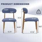 FREKEN Modern Upholstered Dining Chairs Set of 6, Mid-Century Metal Frame with Wood Grain, Linen Fabric Side Chair for Kitchen Dining Room, 350lbs Capacity, Blue