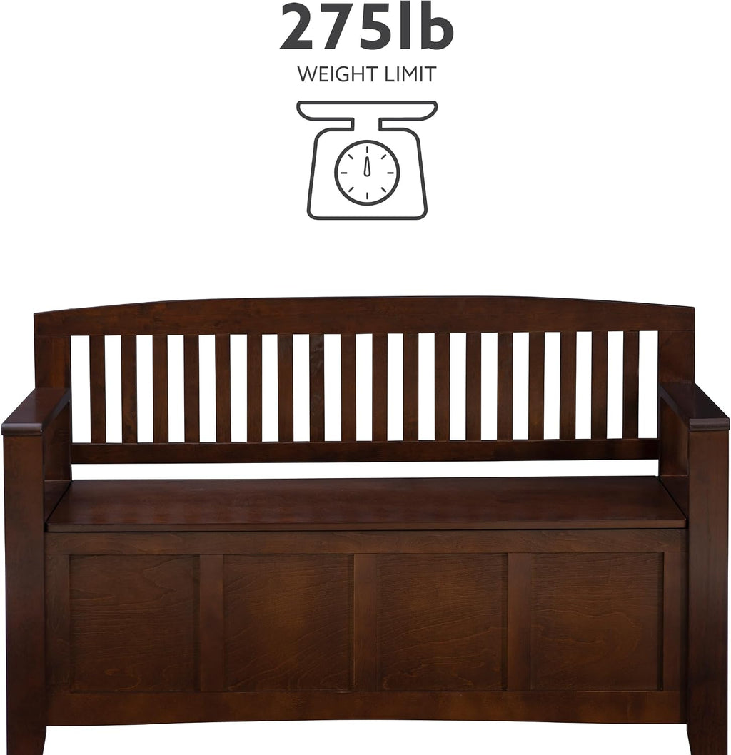 Linon Home Dcor Linon Home Decor Cynthia Storage Bench, 50"w x 17.25"d x 32"h, Walnut